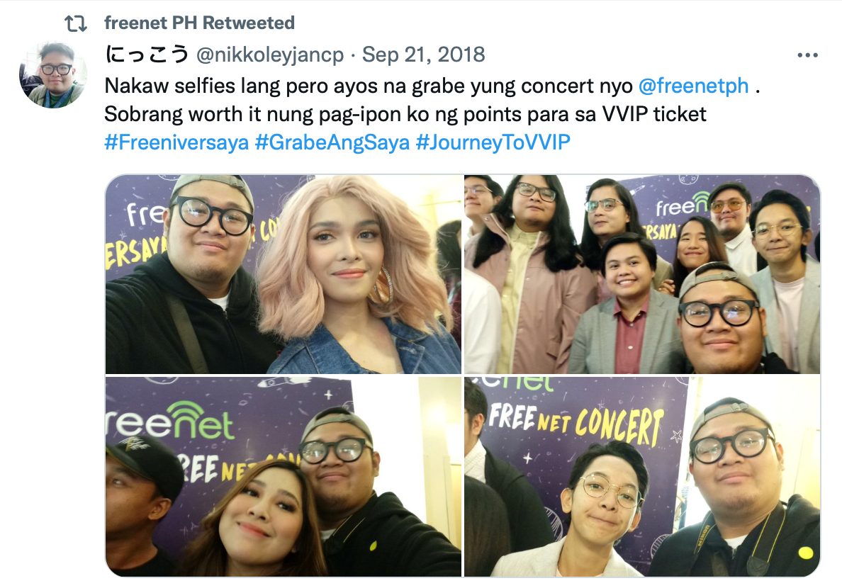 Tweet from a user thanking freenet for the concert